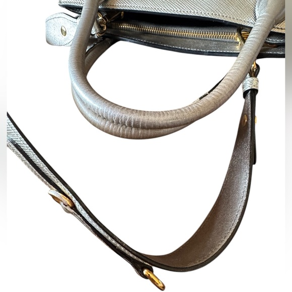 Auth Prada Small Double Cromo Saffiano Cuir City Calf Monochrome Top Handle Bag - Picture 13 of 16